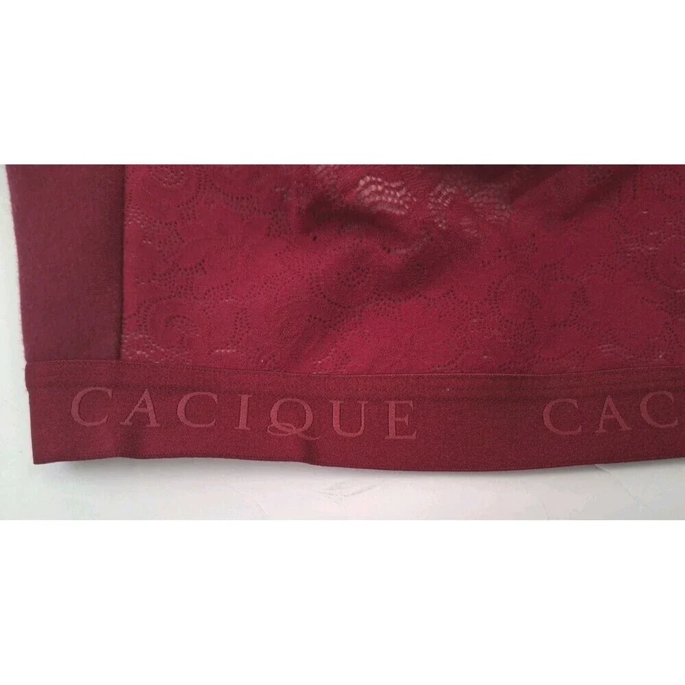 Cacique No Wire Cotton Bra Size 46DDD Unlined Full Coverage Red Floral Lace